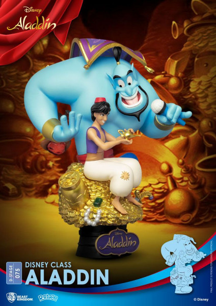 Zum Disney Film "Aladdin" kommt dieses Diorama aus der "D-Stage" Serie von Beast Kingdom Toys. Das aus PVC gefertigte Sammlerstück ist ca. 15 cm groß.<br /><br />Die New Version wird in einer bedruckten Box geliefert und muss in wenigen, einfachen Schritt
